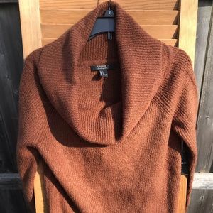 Brown cowl neck multi wear sweater